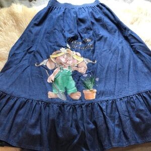 Hand painted denim skirt size M